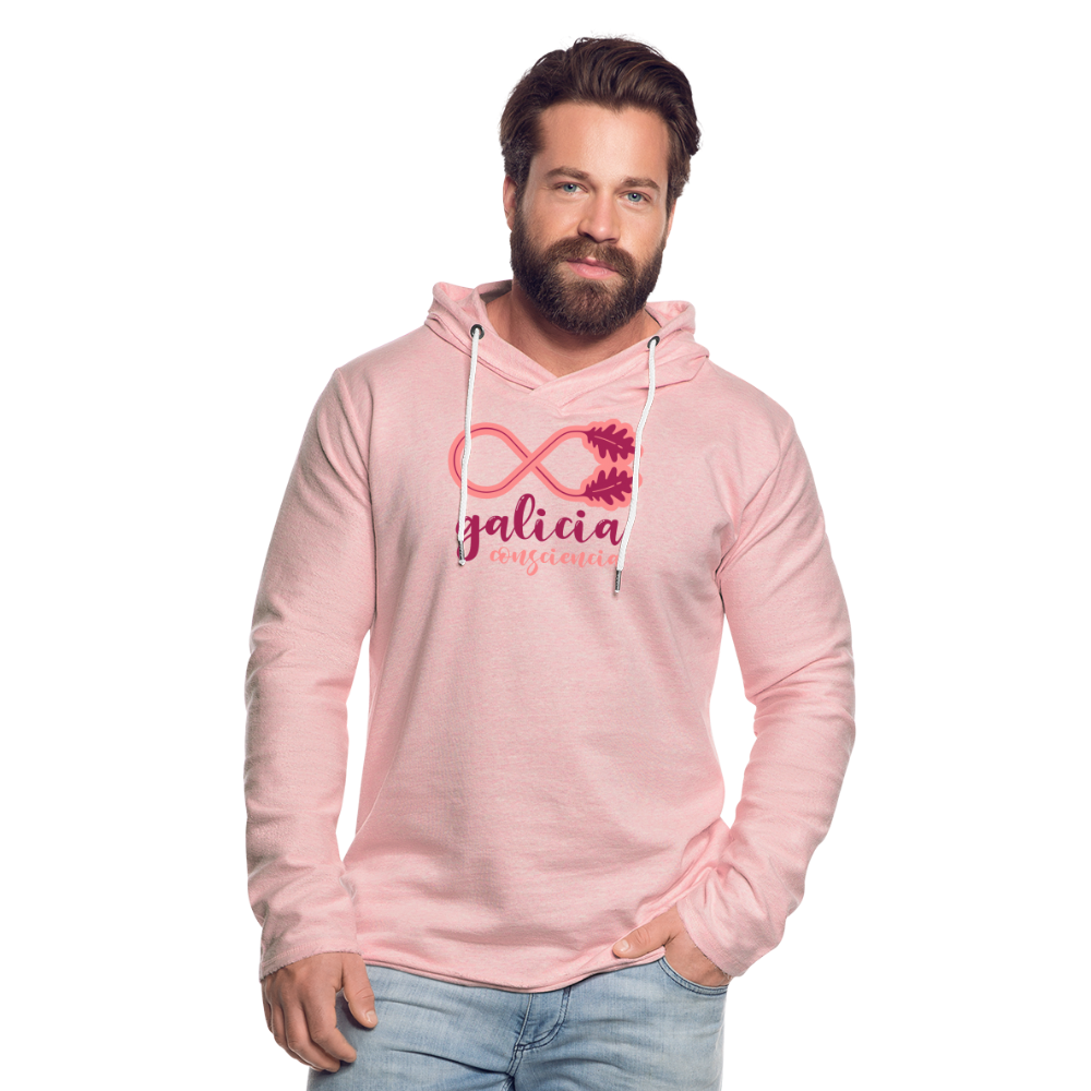 Sudadera Ligera Rosa Cristal con capucha (Mujer) - Consciencia Galicia Magenta&Pink - cream heather pink