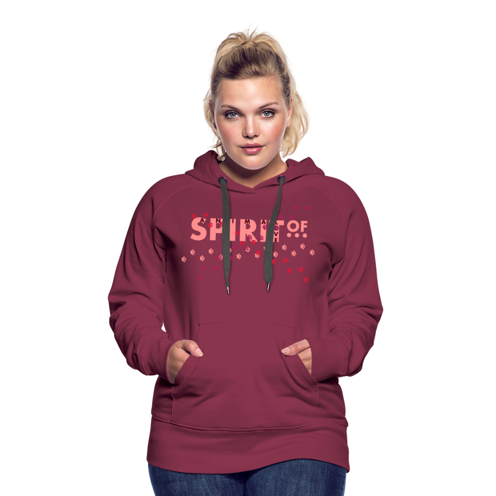 Sudadera Rojo Burdeos con capucha (Mujer) - Spiritof AnimaLove Pink&BurgundyRed (FootPrints) - bordeaux