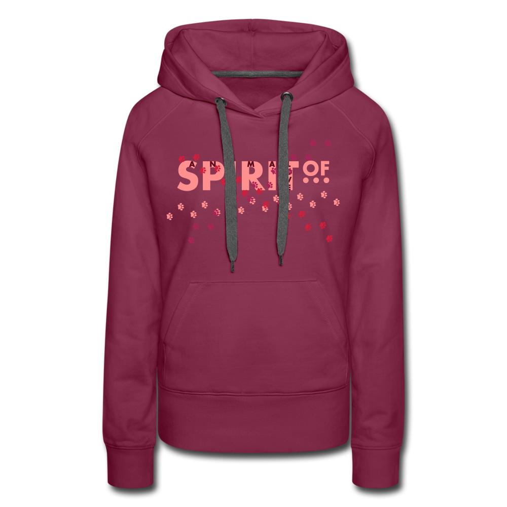 Sudadera Rojo Burdeos con capucha (Mujer) - Spiritof AnimaLove Pink&BurgundyRed (FootPrints) - bordeaux