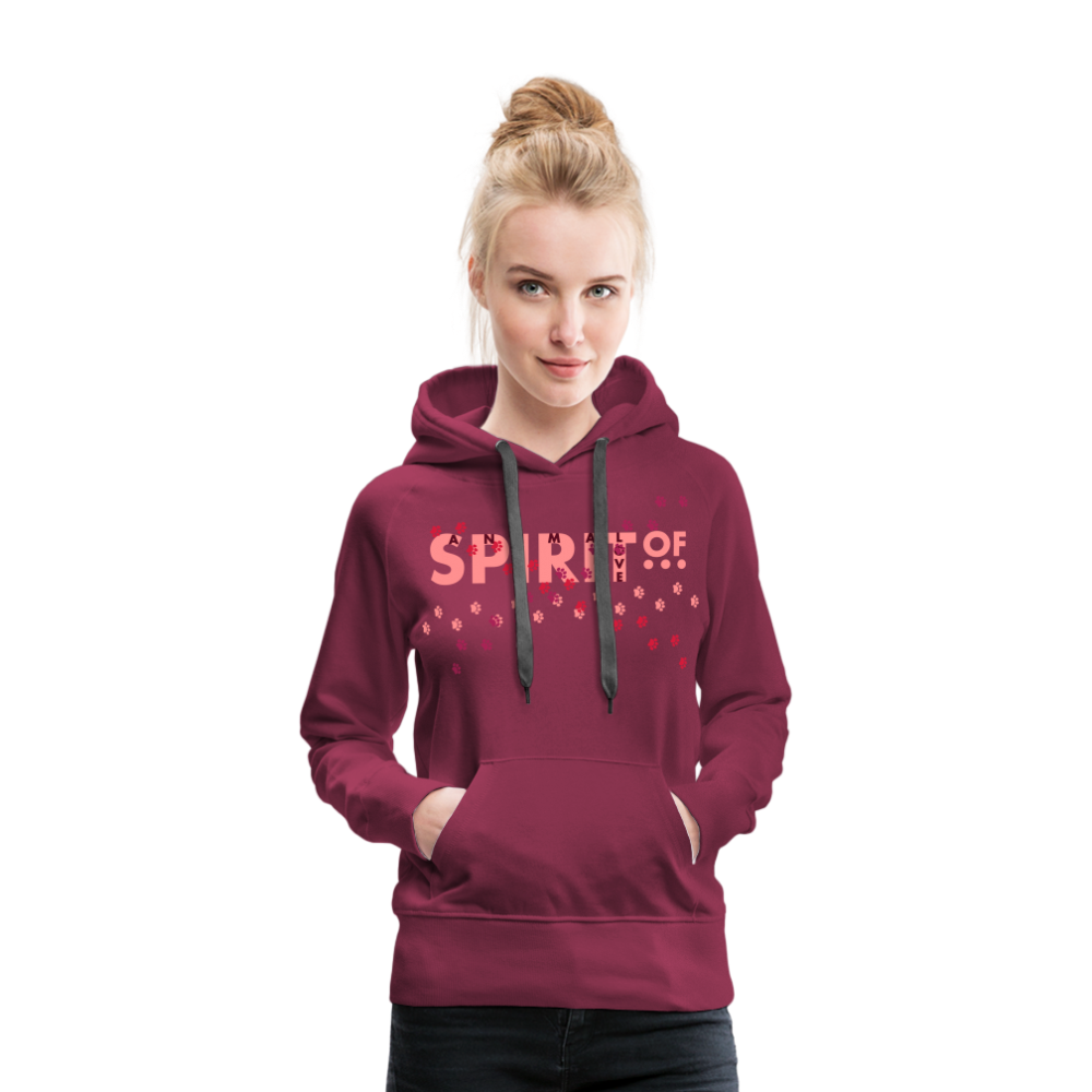 Sudadera Rojo Burdeos con capucha (Mujer) - Spiritof AnimaLove Pink&BurgundyRed (FootPrints) - bordeaux